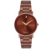 FOCE Analog Brown Dial Metal Belt Watch For Couple-FC-P-9760105