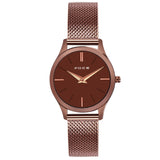 FOCE Analog Brown Dial Metal Belt Watch For Couple-FC-P-9760116