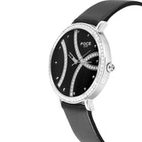 FOCE Analog Black Dial Leather Strap Watch For Women-F485LSL-BLACK
