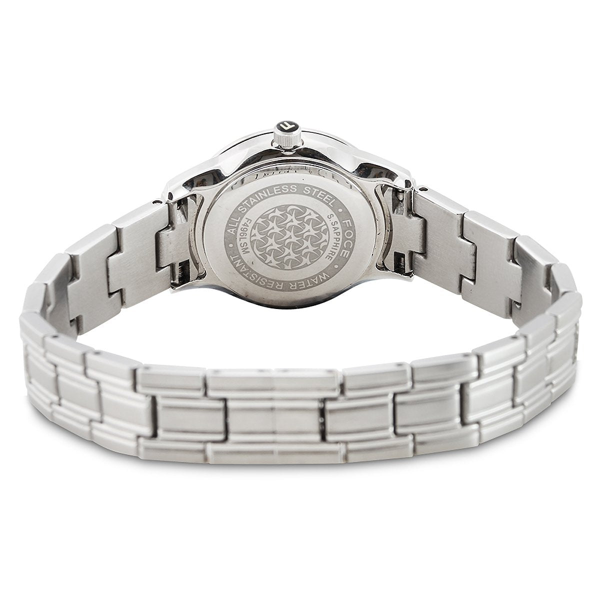 FOCE Analog White Dial Metal Belt Watch For Women-F496LSM-WHITE