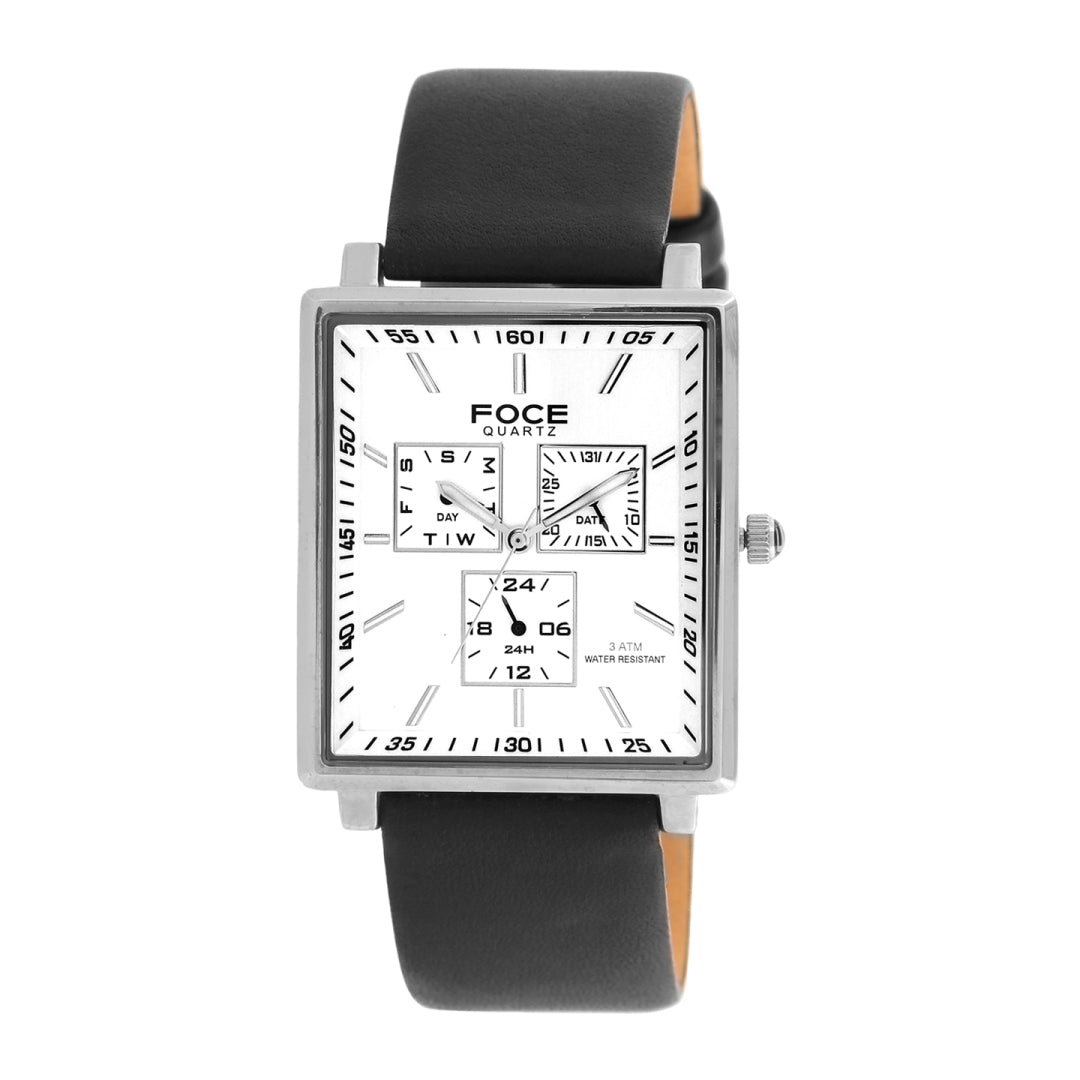 FOCE Chronograph White Dial Leather Strap Watch For Men-F722GSL