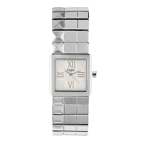 FOCE Analog White Dial Metal Belt Watch For Women-F755LSM