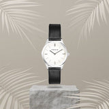 FOCE Analog White Dial Leather Strap Watch For Women-FC-L-30-WHT
