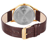 FOCE Analog Brown Dial Leather Strap Watch For Couple-FC-P-9760117