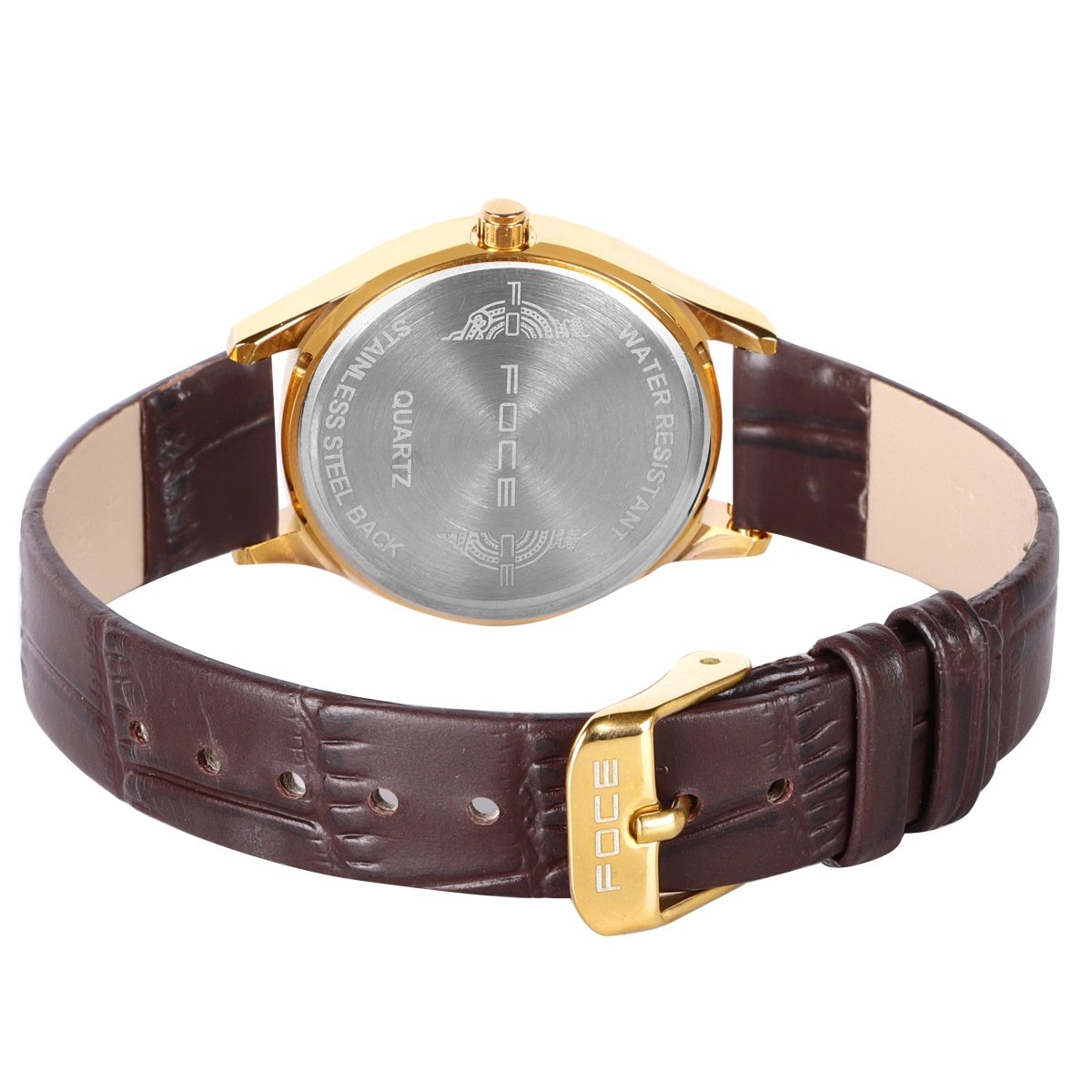 FOCE Analog Brown Dial Leather Strap Watch For Women-FS-L-49-BRGD
