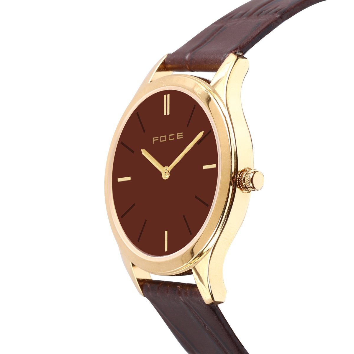 FOCE Analog Brown Dial Leather Strap Watch For Women-FS-L-49-BRGD