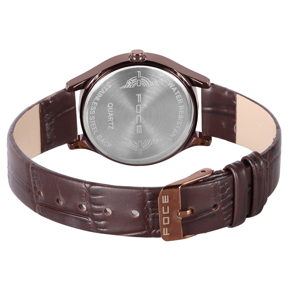 FOCE Analog Brown Dial Leather Strap Watch For Women-FS-L-47-BROWN