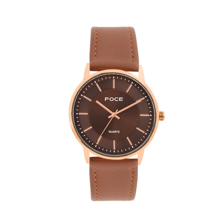 FOCE Analog Brown Dial Leather Strap Watch For Men-FC-G-B2580