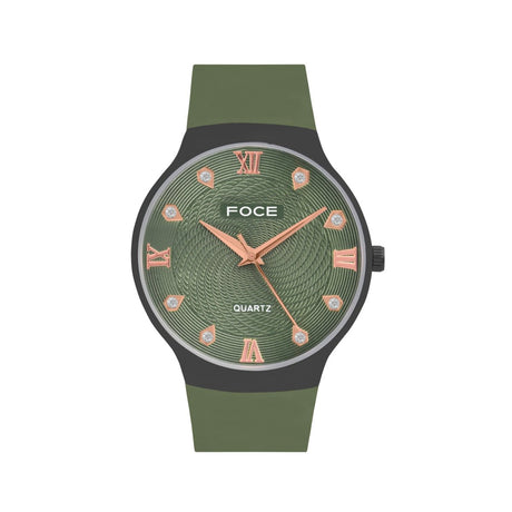 FOCE Analog Green Dial Leather Strap Watch For Men-FC-G-B2694