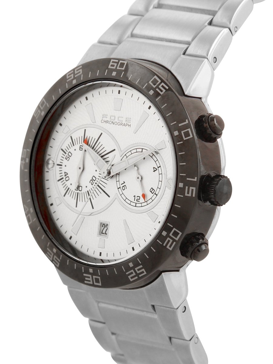 FOCE Chronograph White Dial Metal Belt Watch For Men-FC118GBM-WHITE