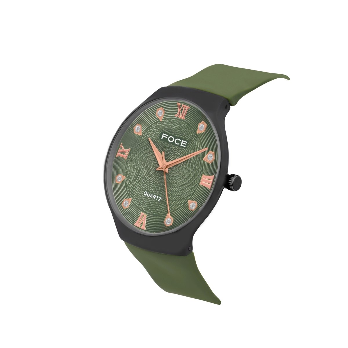 FOCE Analog Green Dial Leather Strap Watch For Men-FC-G-B2694