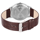 FOCE Analog White Dial Leather Strap Watch For Men-FC-G-37-BRWH
