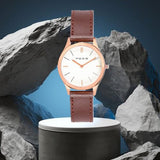 FOCE Analog White Dial Leather Strap Watch For Women-FC-L-36-ROSGD
