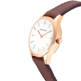 FOCE Analog White Dial Leather Strap Watch For Couple-FC-P-9760115