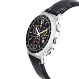 FOCE Chronograph Black Dial Leather Strap Watch For Men-F337GS-Black