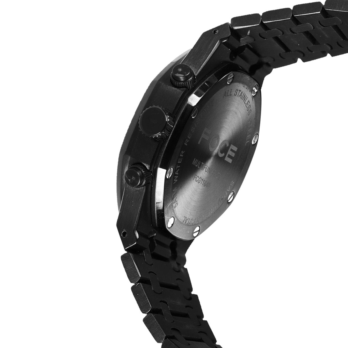 FOCE Chronograph Black Dial Metal Belt Watch For Men-FC11643GB8-BLACK