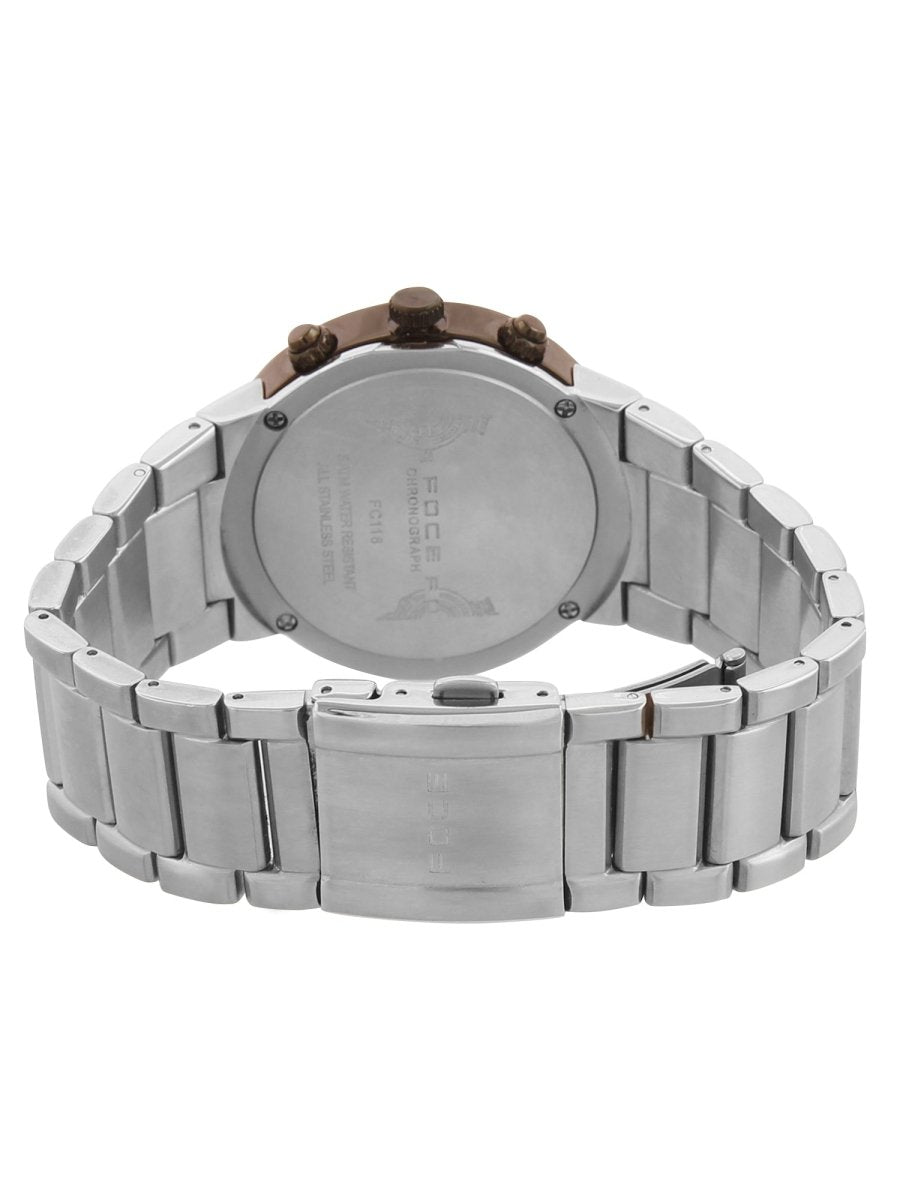 FOCE Chronograph White Dial Metal Belt Watch For Men-FC118GBM-WHITE