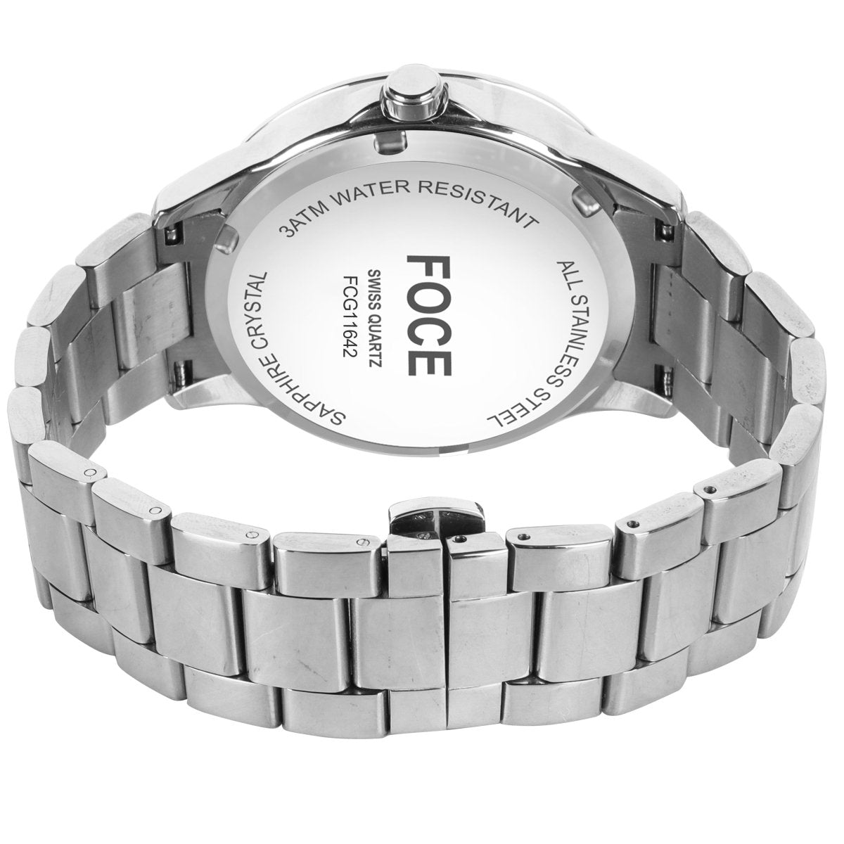 FOCE Automatic Grey Dial Metal Belt Watch For Men-FC11642GGR3