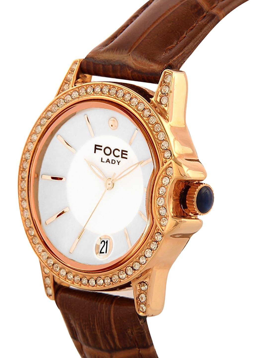 White Dial Leather Strap Watch For Women
