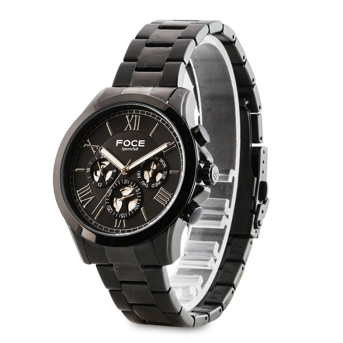 Foce Silver & Black Round Analog Wrist Watch for Men with Silver Black  Metal Strap F832GCBM-WHITE in Mumbai at best price by The Prime Luxury Watch  Boutique (R City Mall) - Justdial