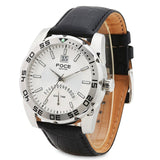 Multifunction White Dial Leather