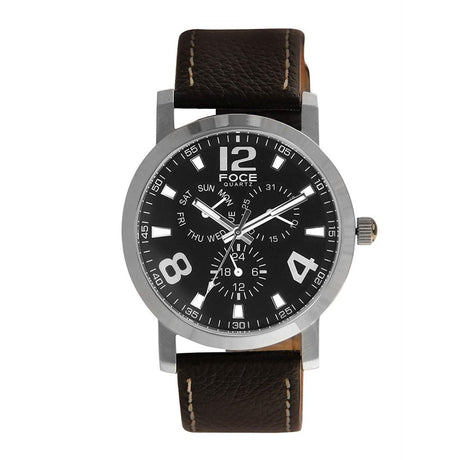 FOCE Chronograph Black Dial Leather Strap Watch For Men- F720GSL