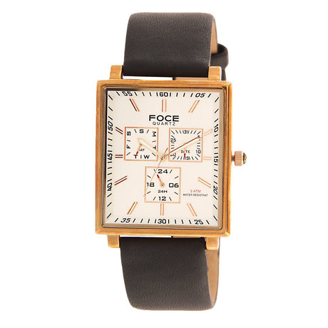 FOCE Chronograph White Dial Leather Strap Watch For Men-F722GRL