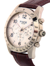 FOCE Chronograph Cream Dial Leather Strap Watch For Men-F832GSSL-CREAM