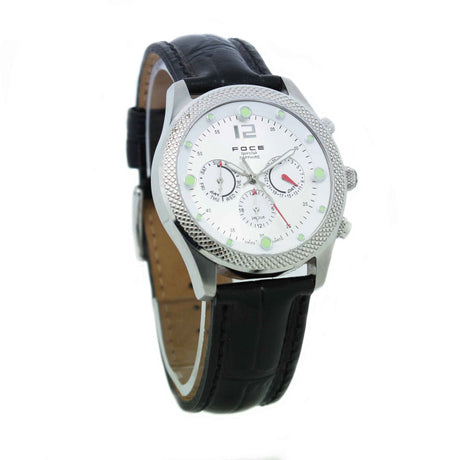 FOCE Chronograph White Dial Leather Strap Watch For Men-F944GSL-WHITE