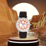 FOCE Multifunction Dual-Tone(Red-White) Leather Strap Watch For Men-F989GSL