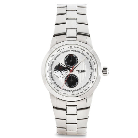 FOCE Chronograph White Dial Metal Belt Watch For Men - F990GSM-WHITE