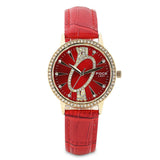 FOCE Analog Red Dial Leather Strap