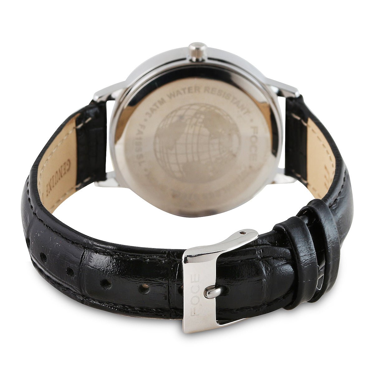 FOCE Analog Black Dial Leather Strap Watch For Women-FA19SSL-BLACK