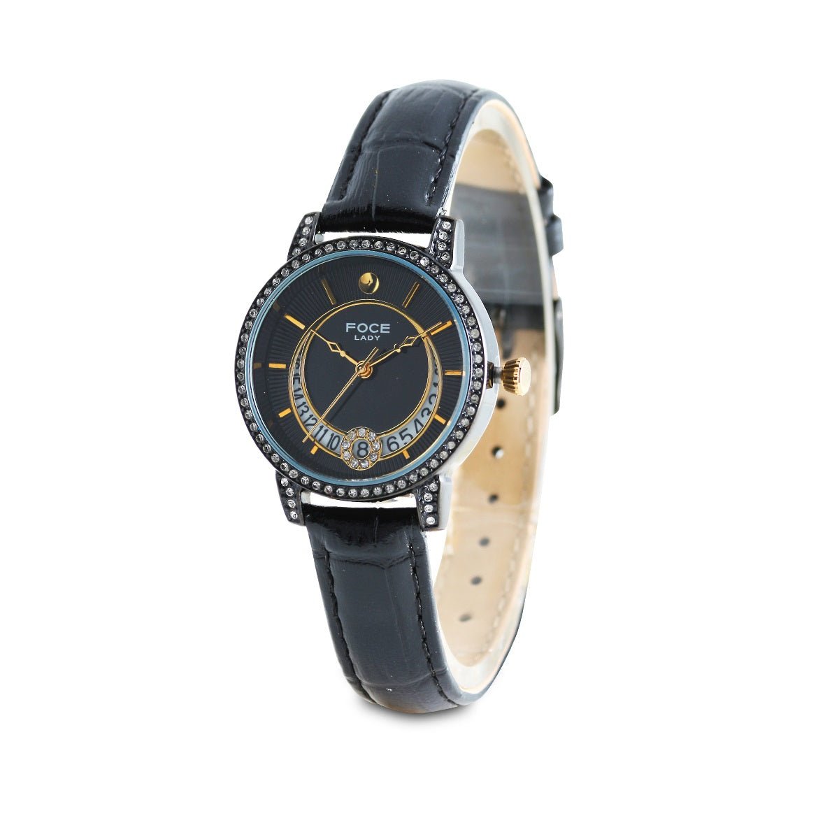Multifunction Black Dial Leather Strap