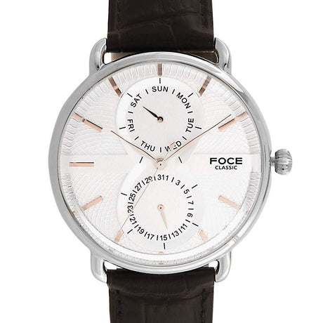 FOCE Multifunction White Dial Leather