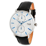 White Dial Leather Strap Watch For Men