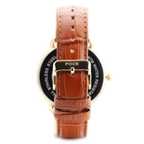Moonphase Gold Dial Leather Strap Watch