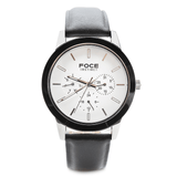 FOCE Chronograph White Dial Leather Strap Watch For Men-FC13TBL-WHITE