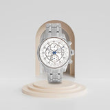 FOCE Chronograph White Dial Metal Belt Watch For Men-FS07SSM-WHITE