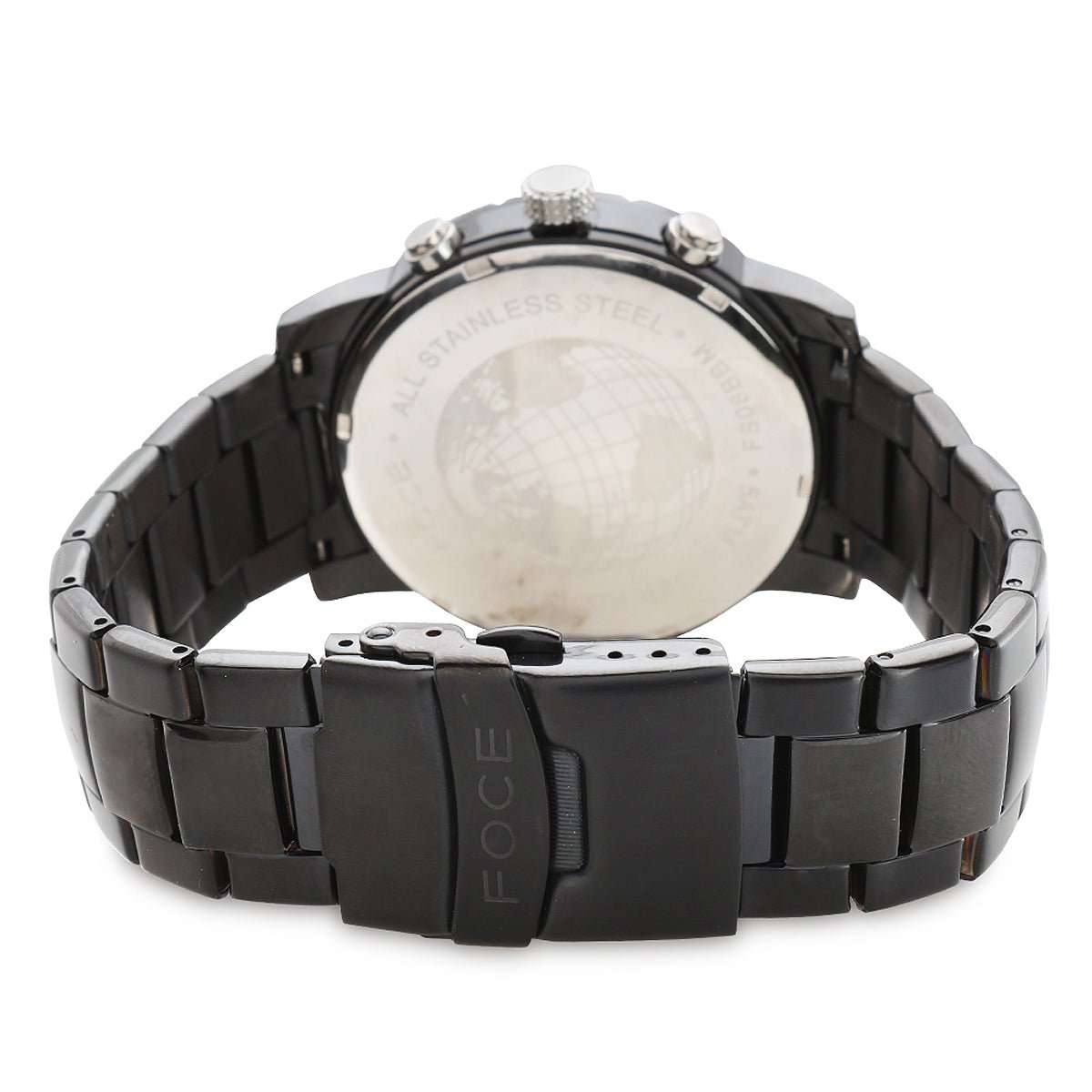 FOCE Chronograph Black Dial Metal Belt Watch For Men-FS08BBM-BLACK