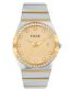 Foce Men’s Premium Analog Dual Tone Silver-Golden Watch with Diamond Studded Bezel and Golden Dial, Stainless Steel Silver-Golden Dual Tone Strap, Separate Date Window, Model FCW4821GGT07