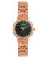 FOCE Rose Gold Diamond Studded Wrist Watch for Women, Green Dial, Metal Strap, Sapphire Glass, Model FC11651LRG2