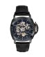 FOCE Men's Black Automatic Watch with Black Skeleton (see-through) Dial and Black Leather Strap, Model FC14BL08LBL