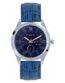 FOCE Men's Silver Multifunction Wrist Watch with Blue Dial and Sleek Blue Leather Strap, Model FCG102ST04