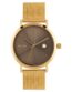 FOCE Men's Golden Multifunction Wrist Watch with Grey Dial, Golden Mesh Metal Strap, and Separate Date Window, Model FCG114GD03