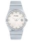 Foce Men’s Premium Analog Silver Watch with Diamond Studded Bezel and White Dial, Stainless Steel Silver Strap, Date Window, Model FCW4821GST01