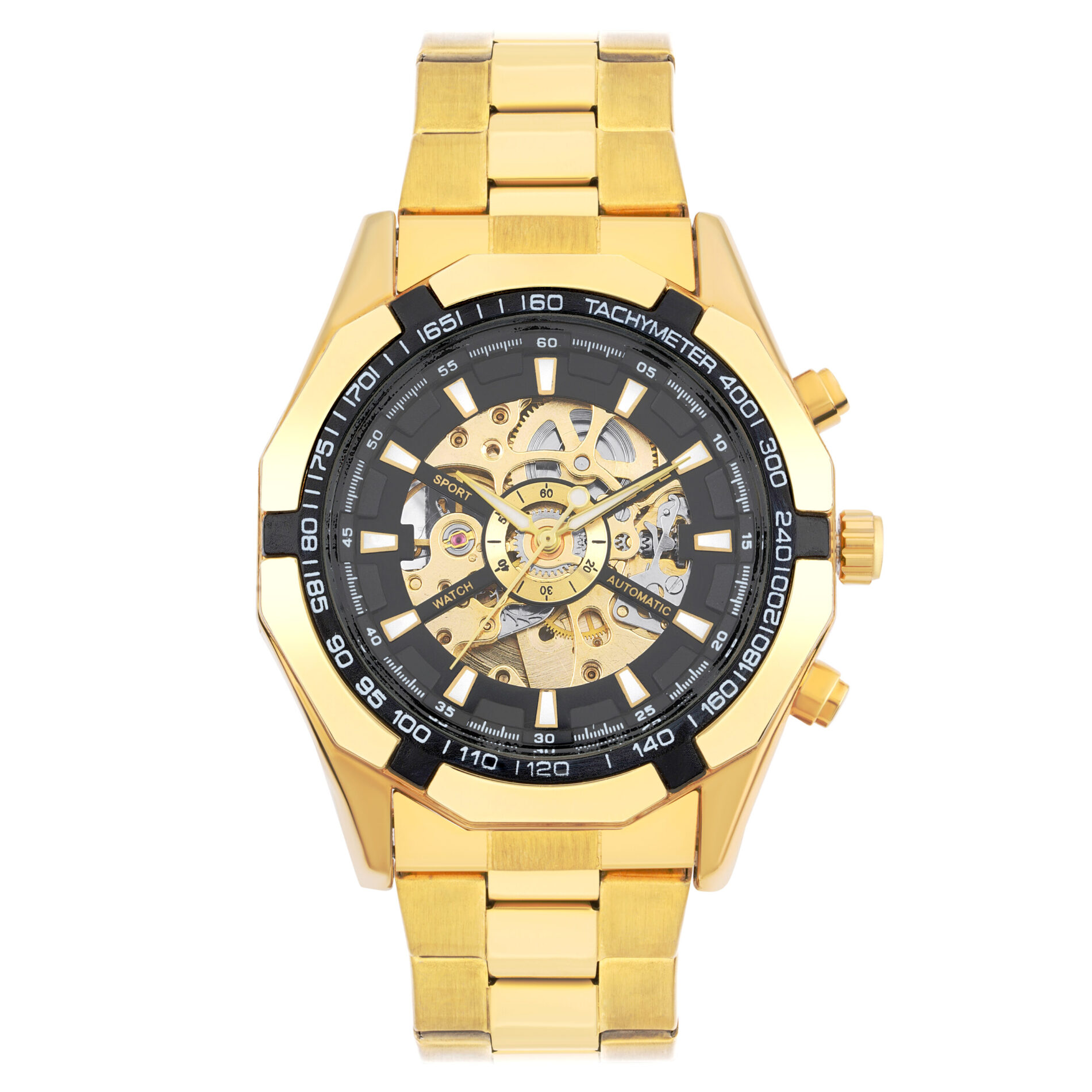 Men’s Automatic Black Dial Metal Belt Watch