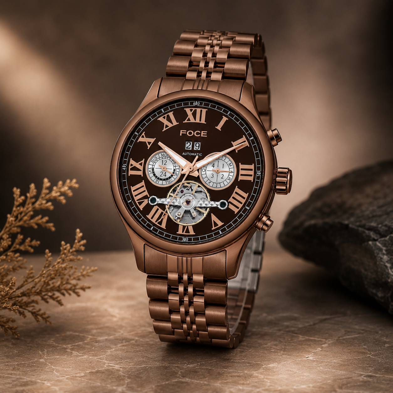 Men’s Automatic Dial Metal Belt Watch